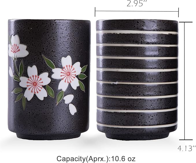 WHJY 10oz Transitional Chinese/Japanese style Handle-less Ceramic Tea cups
