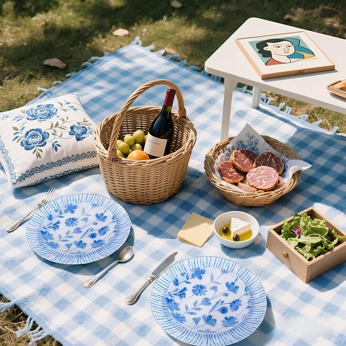 U-QE 20Pcs Blue Plastic Plates