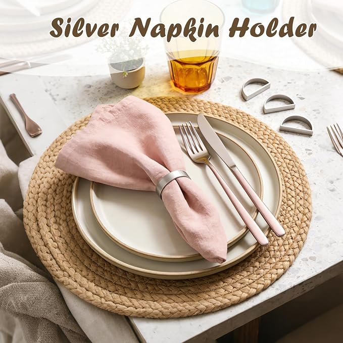 Napkin Rings Set of 6, Metallic Napkin Ring Holder Buckles | Napkin Ring Bulk
