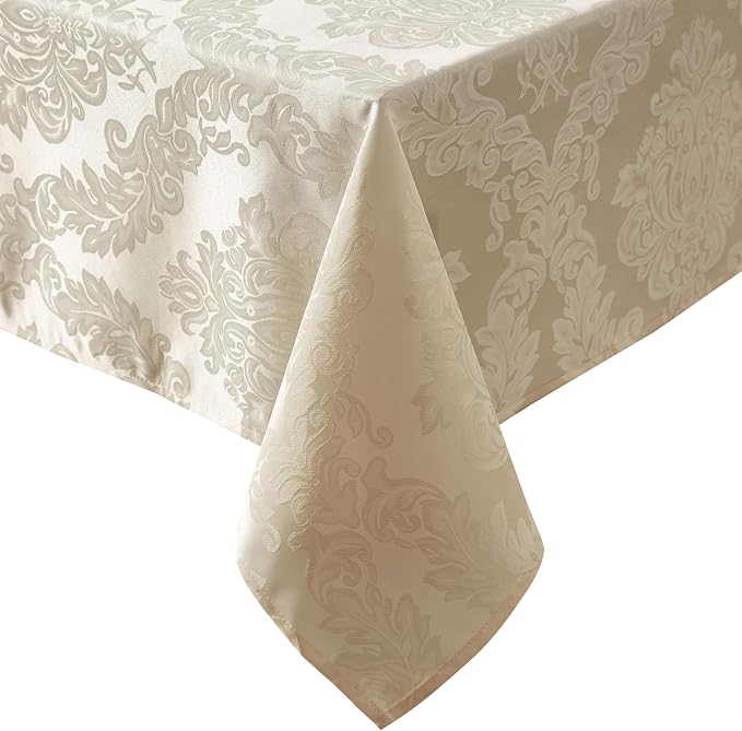 Newbridge Barcelona Luxury Damask Fabric Tablecloth, 52” Wide x 52” Square