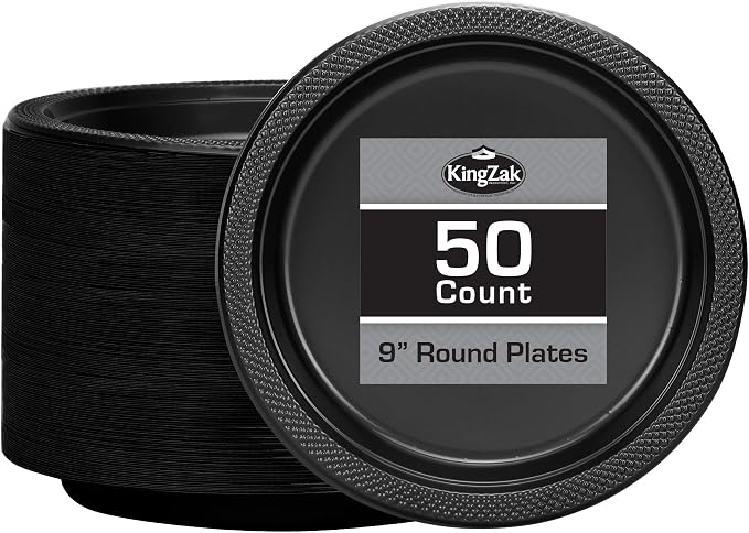 Black Plastic Plates 9 Inch