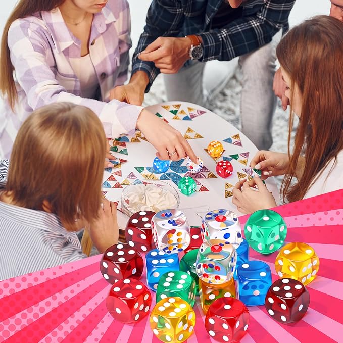 18 Pcs Casino Theme Party Dice Large Opaque Jumbo Acrylic D6 Dice
