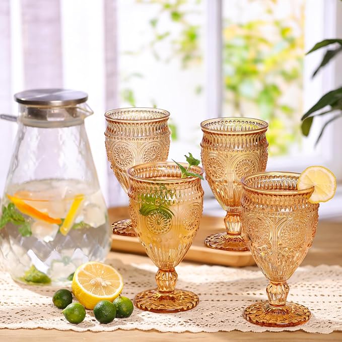 Darlion Goblets, Goblet Glasses, Amber Goblets, Vintage Wine Glasses 12oz |