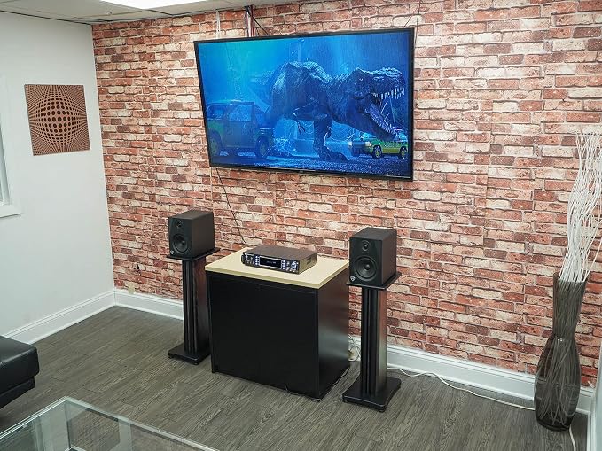 Rockville SS28D Premium 28" Dark Wood Speaker Stands, Solid MDF, Dual Top Plates