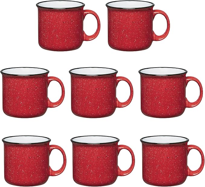 Set of 8 Ceramic Campfire Mugs – 15 Oz, Camping – Customizable