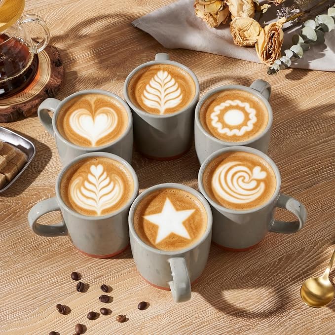 E-far Ceramic Coffee Mug Set of 6, 12oz Stoneware Coffee Cup