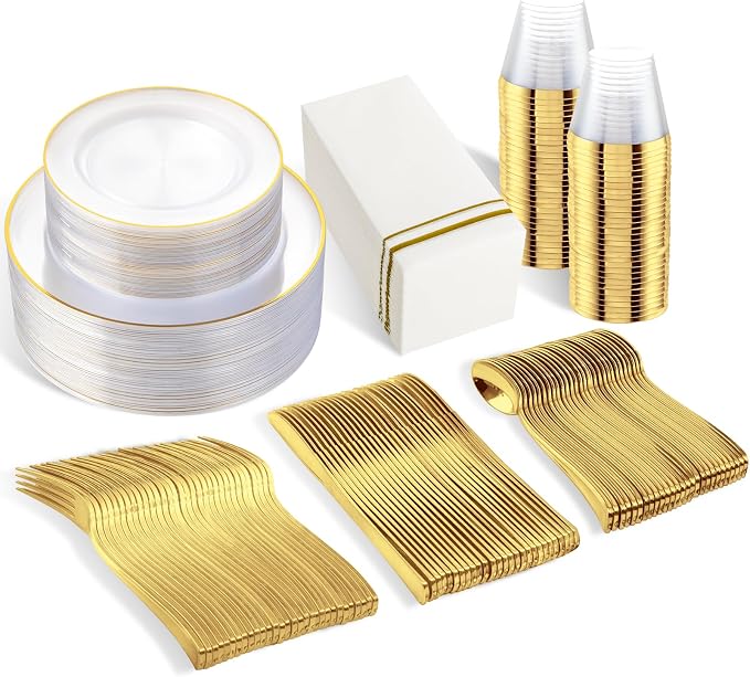 SUT 350Pcs Plastic Dinnerware Set