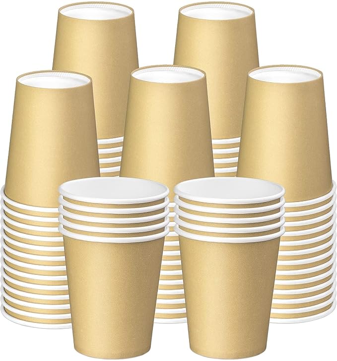 75 Pack 8 oz Disposable Paper Cups, Khaki Paper Coffee Cups | Beverage Drinking