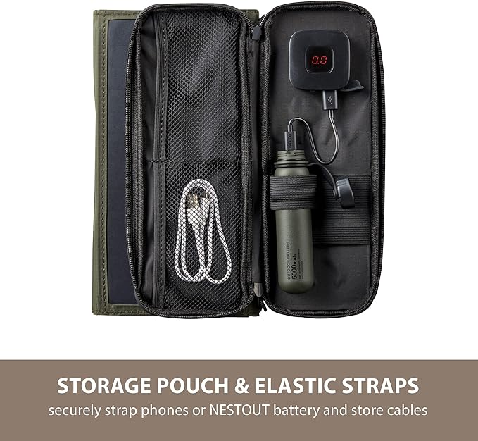 ELECOM NESTOUT Portable Solar Panel, Dual USB-A Ports, 28W Power Generation