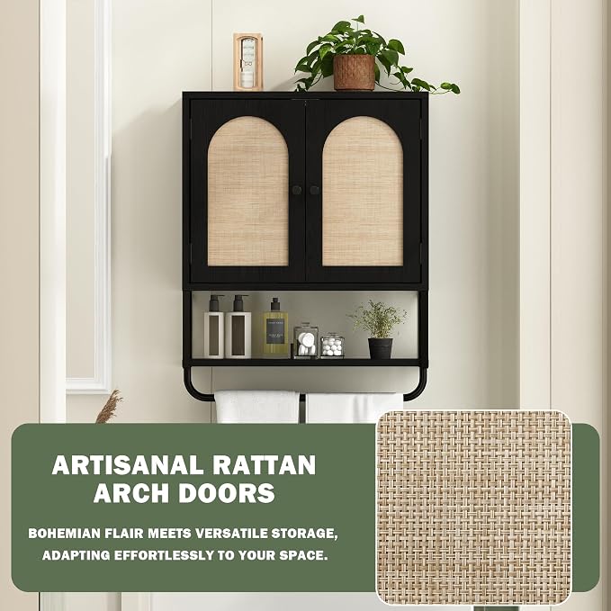 Rattan Bathroom Wall Cabinet