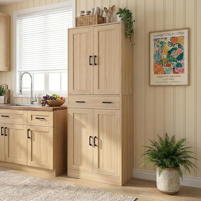 71" Tall Kitchen Pantry Cabinet, Freestanding Storage Cabinet