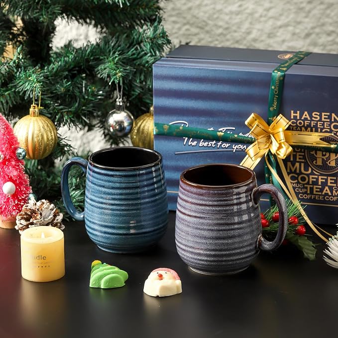 HASENSE Ceramic Coffee Mug Set, 20 Oz Tea Cups