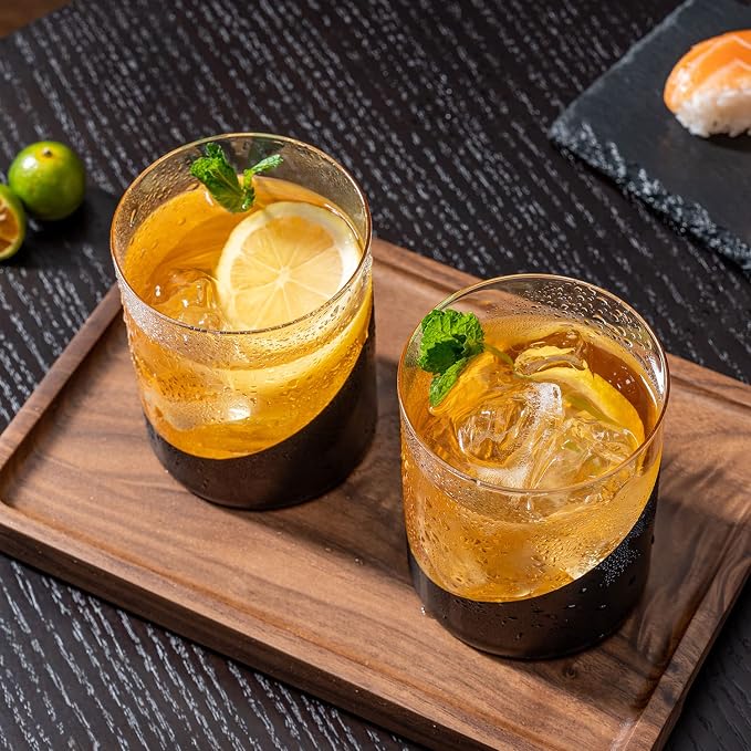 MyGift 12 oz Set of 4 Matte Black Drinking Glasses