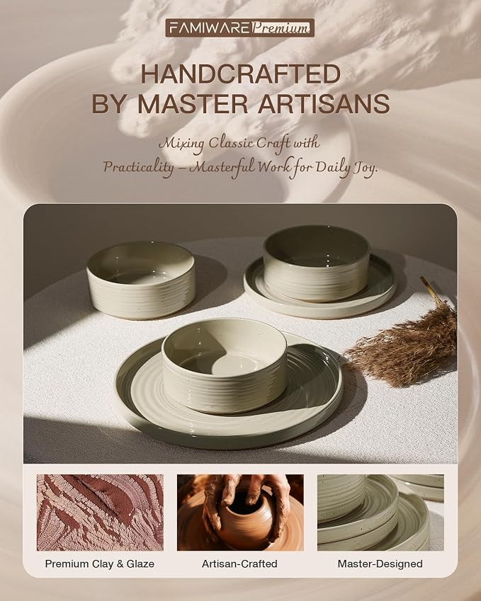 Dinnerware Set for 6, Ceramic Plates & Bowls