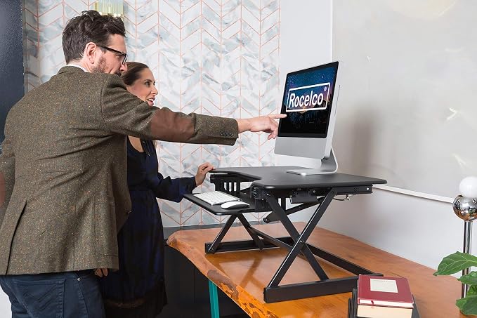 Rocelco 40" Large Height Adjustable Standing Desk Converter