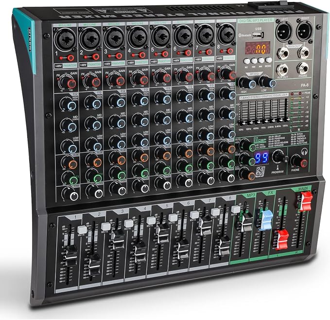 8 Channel Dj Mixer, Dj Board for Pa Stage systems