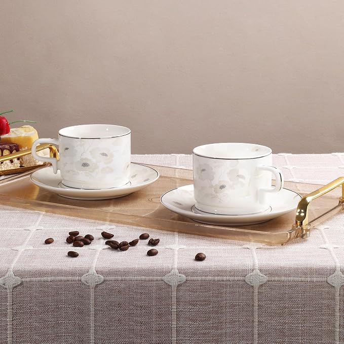fanquare 7 Ounces Bone China Teacup and Saucer Set