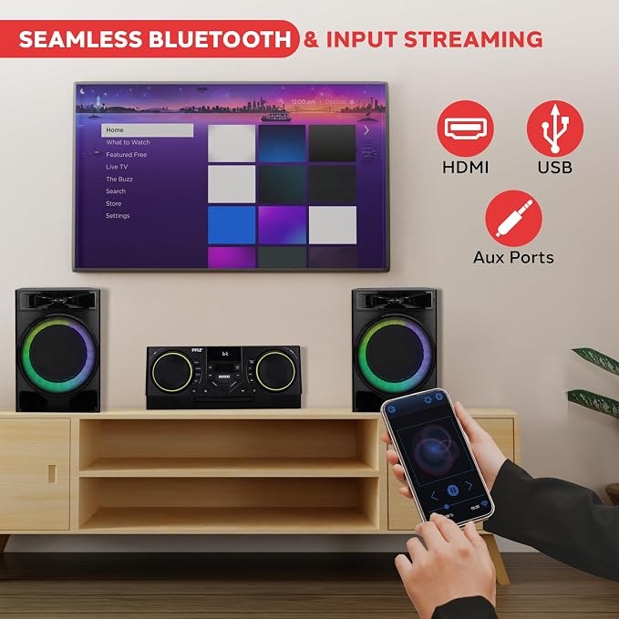Pyle CD Stereo System with Bluetooth, MP3/DVD/CD Playback, Dual USB Recording