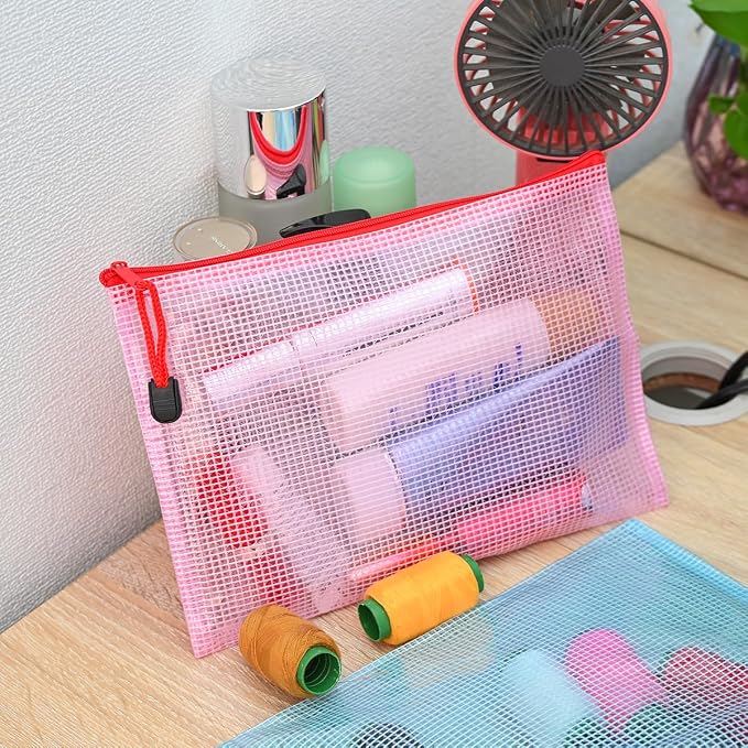 AUSTARK 20 Pcs Zipper File Bags, Plastic Mesh Pouch, Board Game Storage Bag