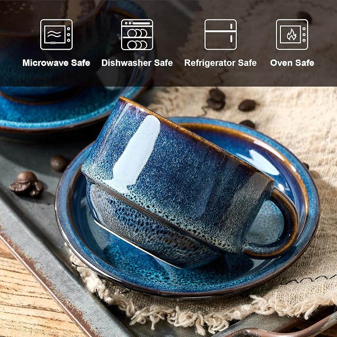JIEMEI HOME Porcelain Stackable Cappuccino Cups