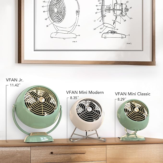 Vornado VFAN™ Mini Fan, Classic Vintage Fan, Retro Metal Air Circulator