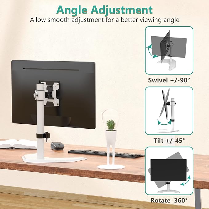 WALI Single Monitor Stand, Free Standing Desk Stand