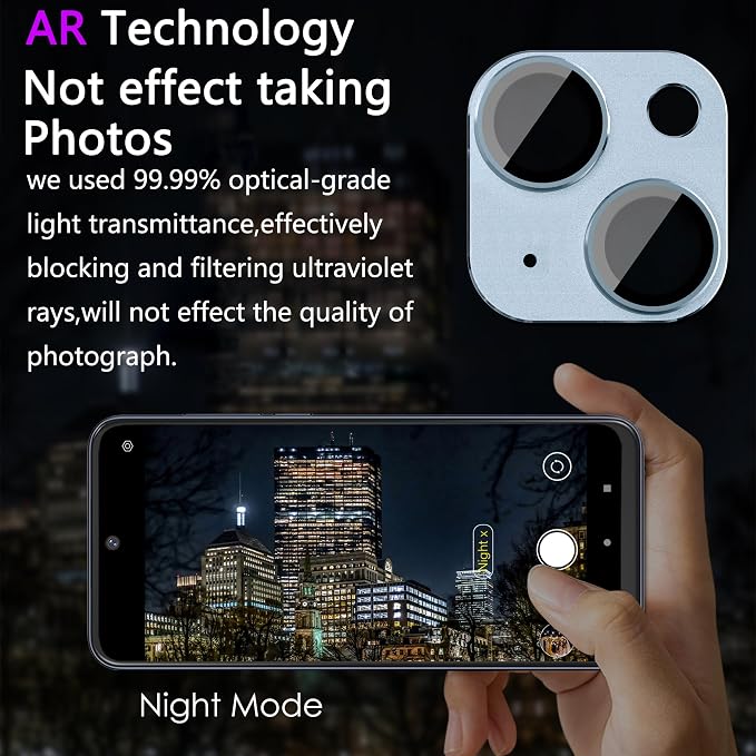 2 Pack Camera Lens Protector for iPhone 15 / iPhone 15 Plus, AR Tempered Glass