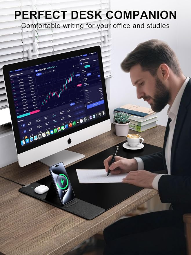 TopMade Mouse Pad with 15W Wireless Charging & Phone Holder, 31.5" x 15.75" XXL