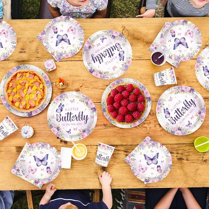 250 Pcs Butterfly Baby Shower Decorations, Serves 50 | A Little Butterfly is on