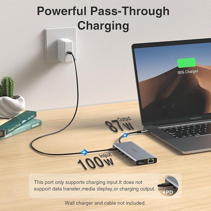 USB C Hub USB-C Docking Station Dual Monitor 14 in 1 Triple Display Multiport