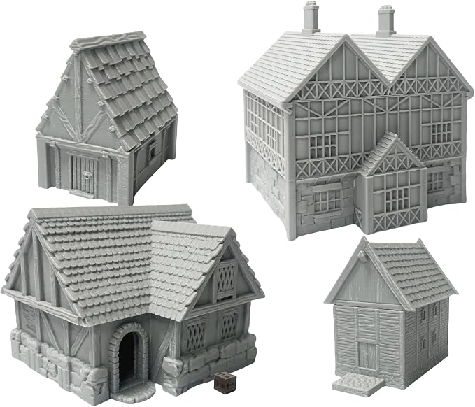 Paintable Tabletop Miniature Little Town Building Terrains Compatible - 18mm