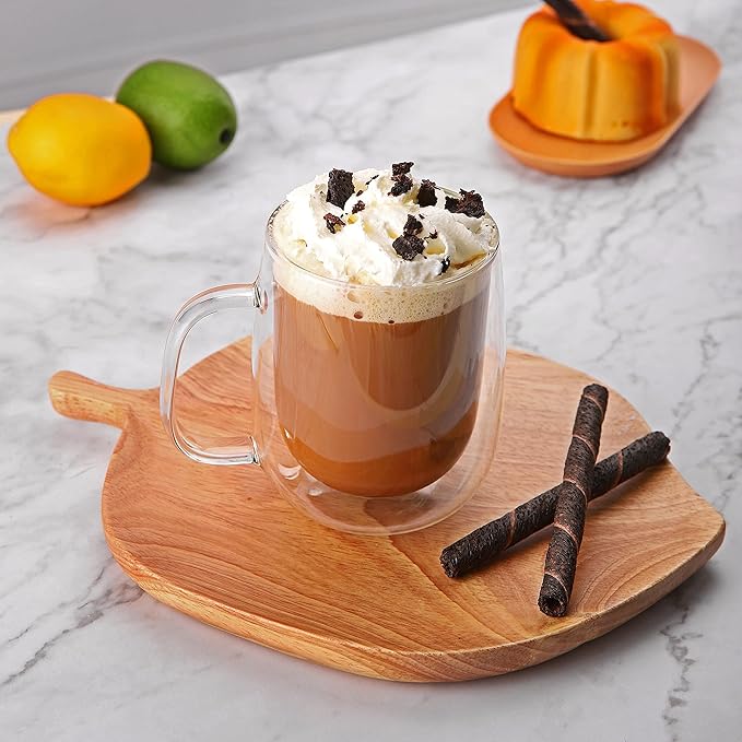 CNGLASS Large Double Wall Glass Coffee Mug 15.2oz