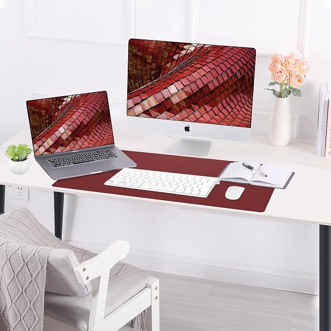 AFIING Leather Desk pad Protector, Large Desk mat