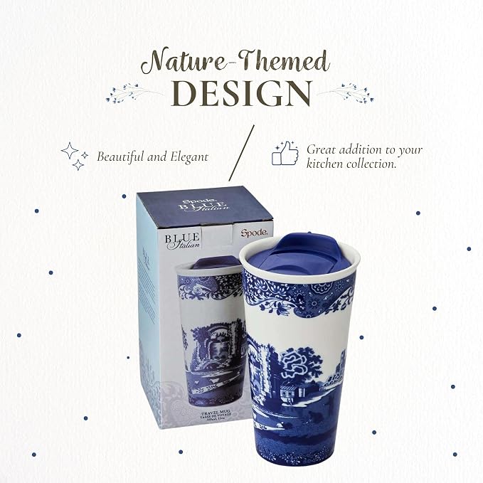 Spode – Blue Italian Blue Italian Travel Mug 12 oz – BlueWhite