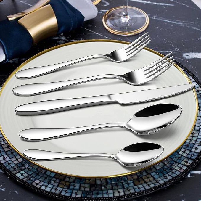 LIANYU 60 Piece Silverware Flatware Set