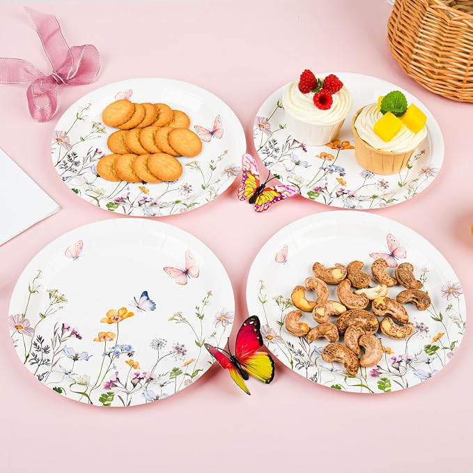 AimFun 48 Pcs Wildflower Paper Plates 9 Inch Disposable Floral Plates |
