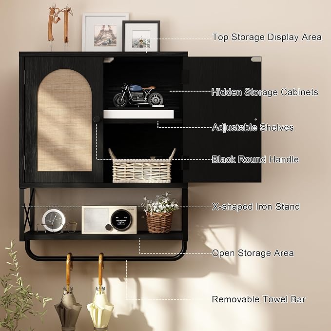 Rattan Bathroom Wall Cabinet