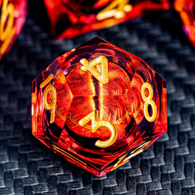 ARUOHHA DND Resin Dice Gazes Eye Dice Liquid Core Flaming RPG Sharp Edged Dice