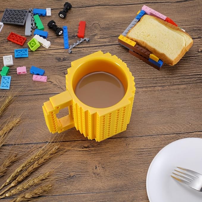 DEEXITO Build on Brick Coffee Mugs, Creative DIY Kids Party Cups