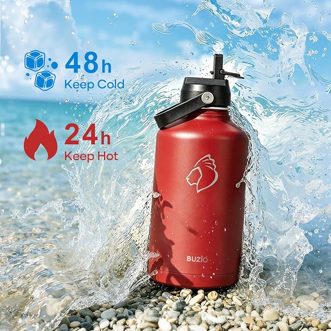 BUZIO 64 oz Insulated Stainless Steel Water Bottle
