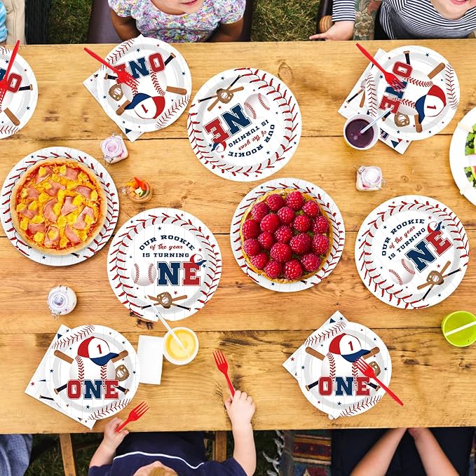 Greencian 96PCS Baseball 1st Birthday Party Decorations Baby Boy Serves 24 |