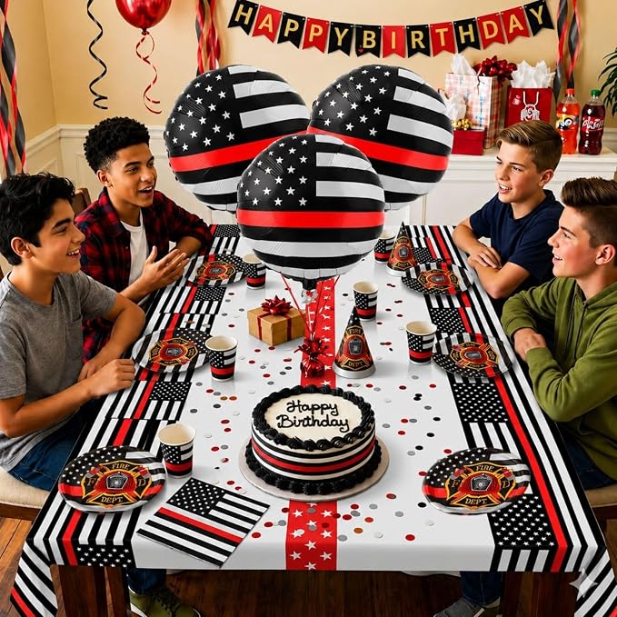 Firefighter Thin Red Line Party Set-16 Guests-Plates & Napkins-Havercamp |