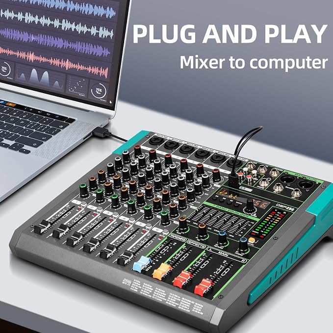 Depusheng PA6 professional DJ audio mixer 6 channel input built-in 256 kinds of