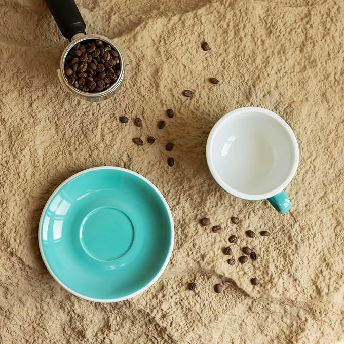 Loveramics Cappuccino Cup with Saucer, 8 oz Ceramic Coffee cup with Round Bottom