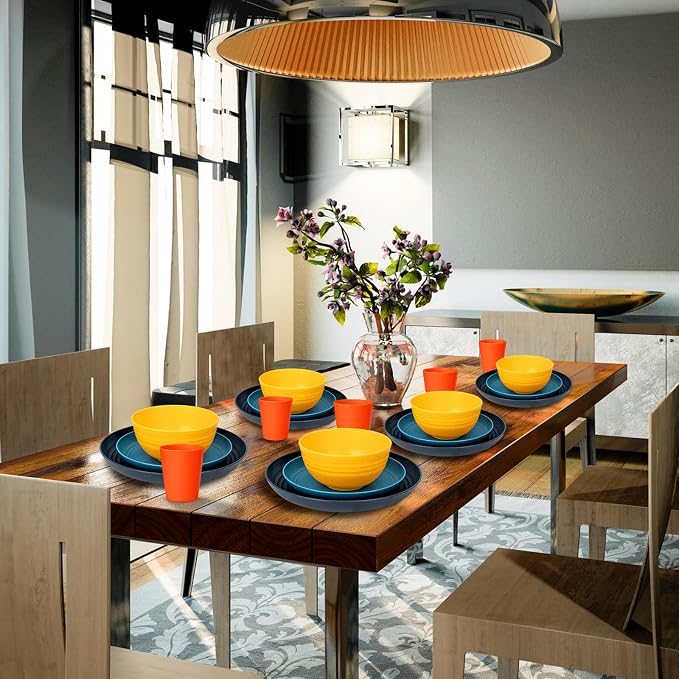 32-Piece Unbreakable Wheat Straw Dinnerware Set, Service