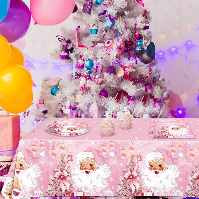 41Pcs Pink Christmas Party Decorations Christmas Tree Santa Claus Snowflake