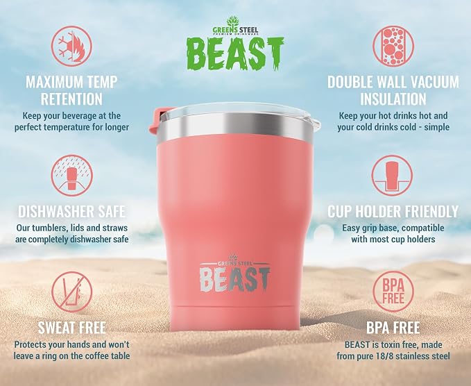Beast 10 oz Tumbler Stainless Steel Vacuum Insulated Coffee Ice Cup Double Wall