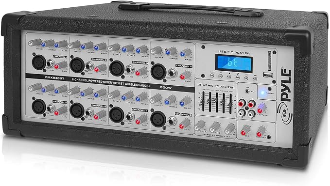 Pyle 800W Bluetooth Stage Powered Mixer