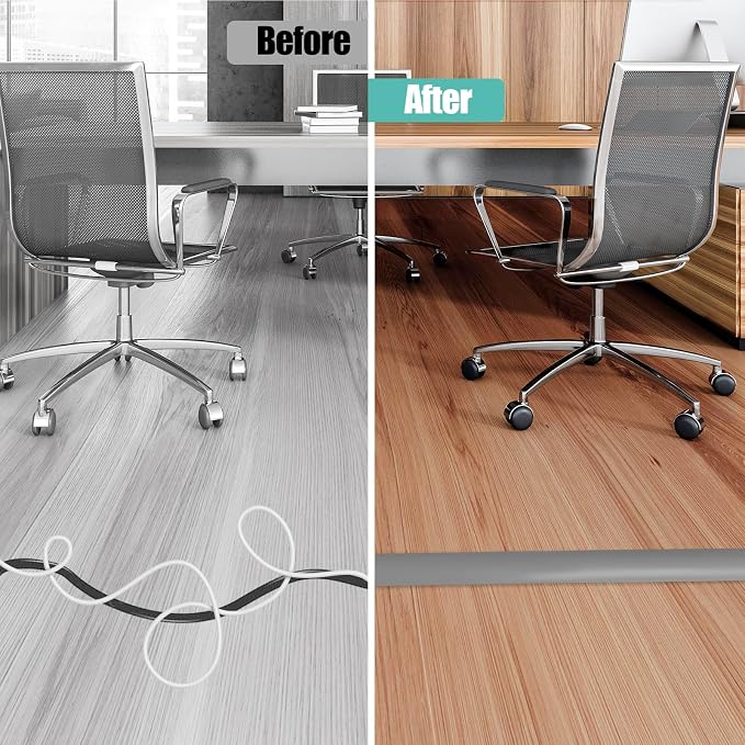 Floor Cord Cover Self Adhesive Cord Hider, 20FT Cable Management, Extension