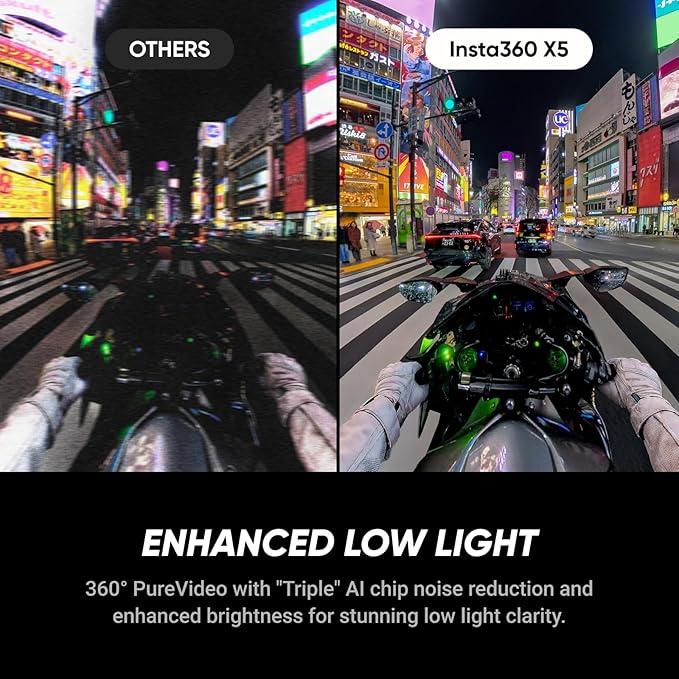 Insta360 X5 - Waterproof 8K 360° Action Camera, Leading Low Light, Invisible